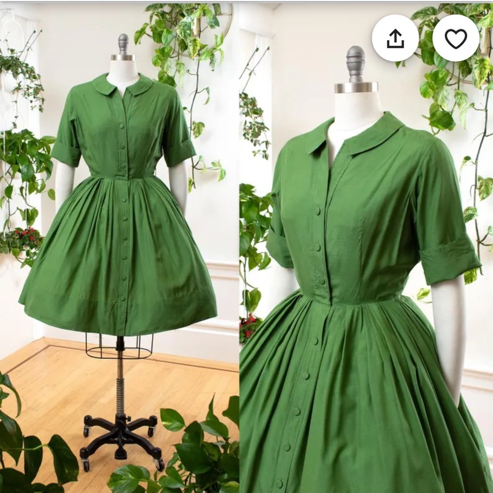 American vintage 100%cotton green dress